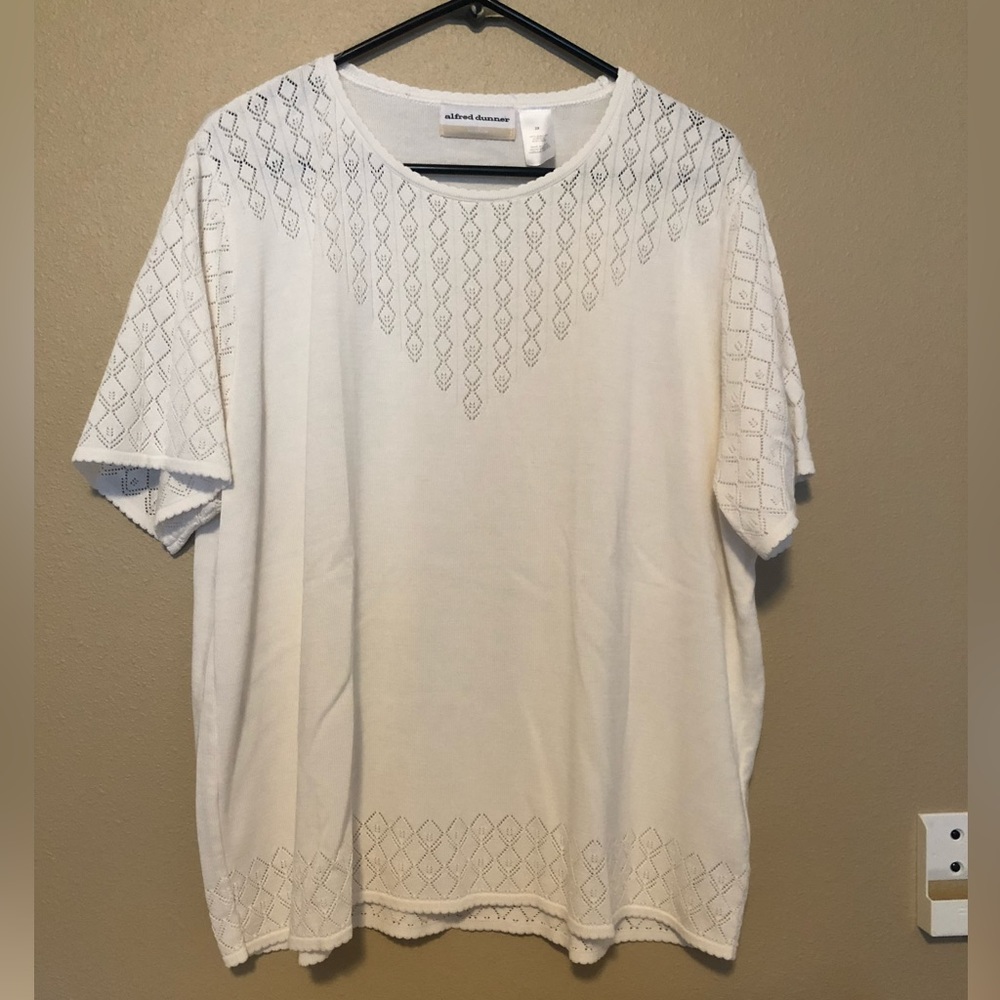 Alfred Dunner White Sweater Shirt 2X